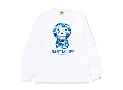 A BATHING APE ABC Camo Baby Milo LS Tee "White/Blue"