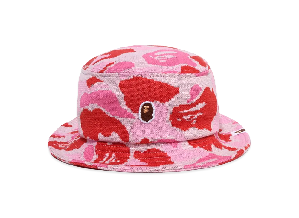 A BATHING APE One Point ABC Camo Jacquard Knit Bucket Hat "Pink"