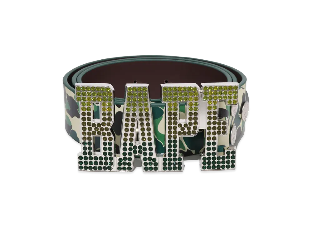 A BATHING APE ABC Camo Bape Leather Belt "Green"