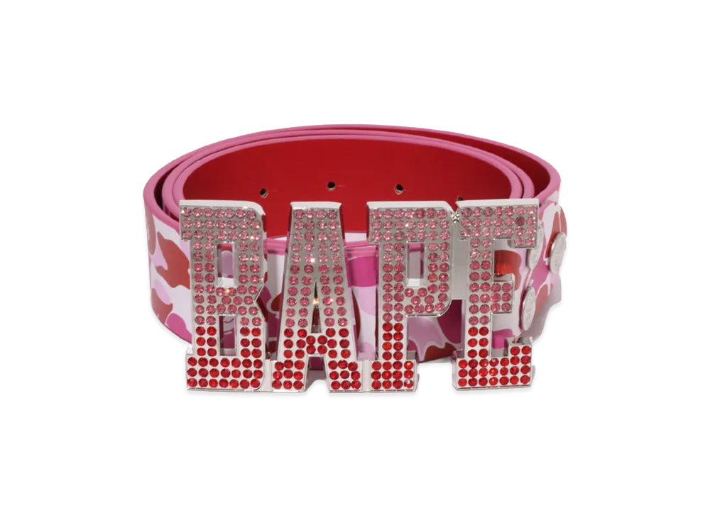A BATHING APE ABC Camo Bape Leather Belt "Pink"