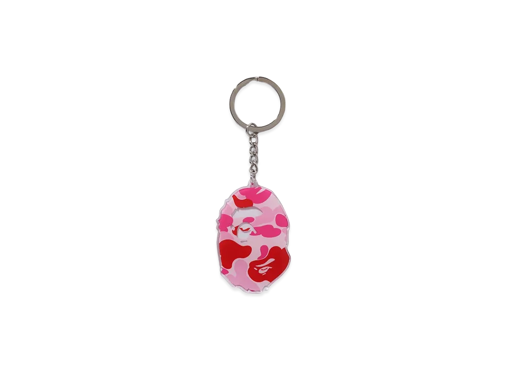 A BATHING APE ABC Camo Ape Head Acrylic Keychain "Pink"