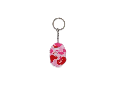 A BATHING APE ABC Camo Ape Head Acrylic Keychain "Pink"