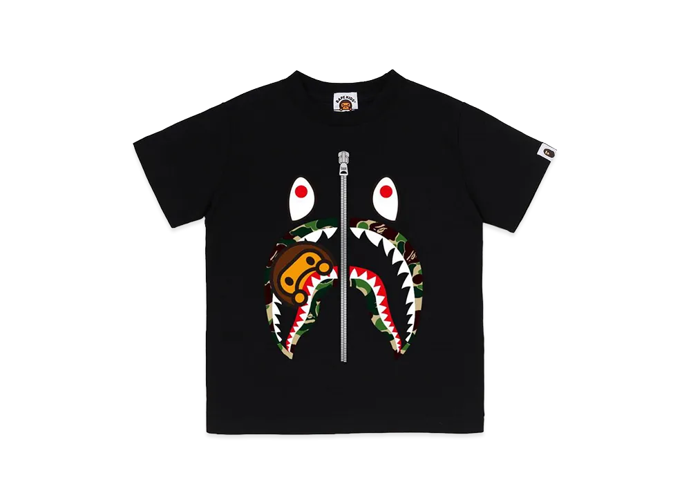 A BATHING APE Kids ABC Camo Milo Shark Tee "Black/Green"