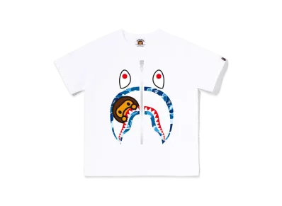 A BATHING APE Kids ABC Camo Milo Shark Tee "White/Blue"