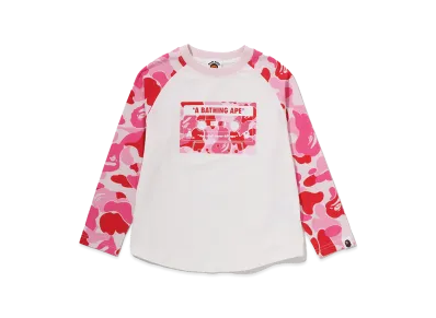A BATHING APE Kids ABC Camo Cassette Tape Raglan LS Tee "Pink"