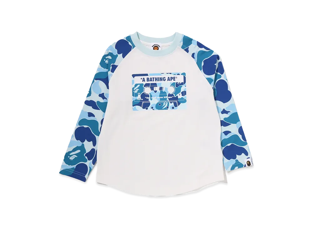 A BATHING APE Kids ABC Camo Cassette Tape Raglan LS Tee "Blue"