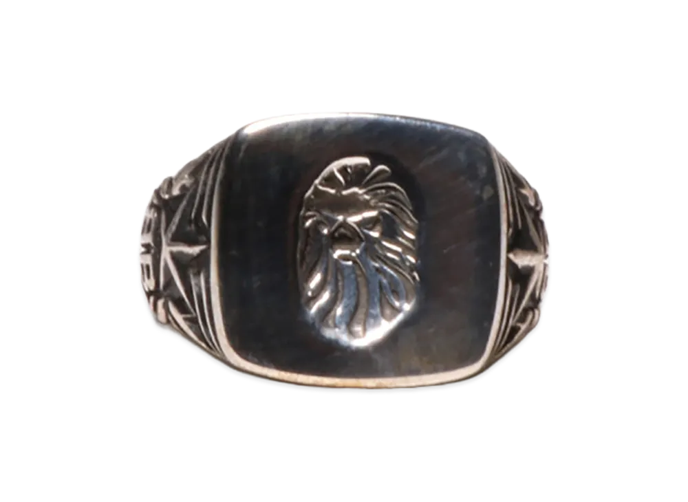 A BATHING APE Bape Black Item #1 Mad Face Signet Ring "Silver"