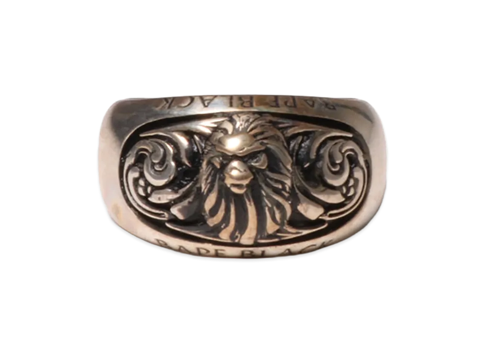 A BATHING APE Bape Black Item #12 Mad Face Ring "Silver"