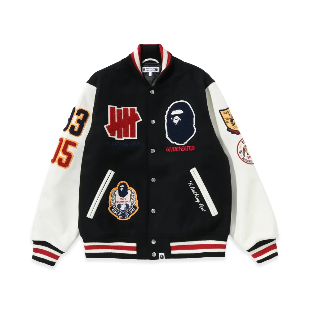 A BATHING APE x UNDEFEATED Varsity Jacket "Black"