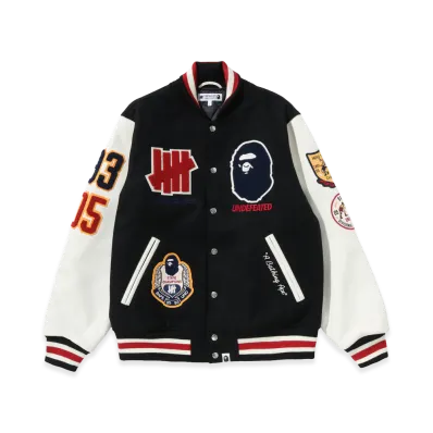 A BATHING APE x UNDEFEATED Varsity Jacket "Black"