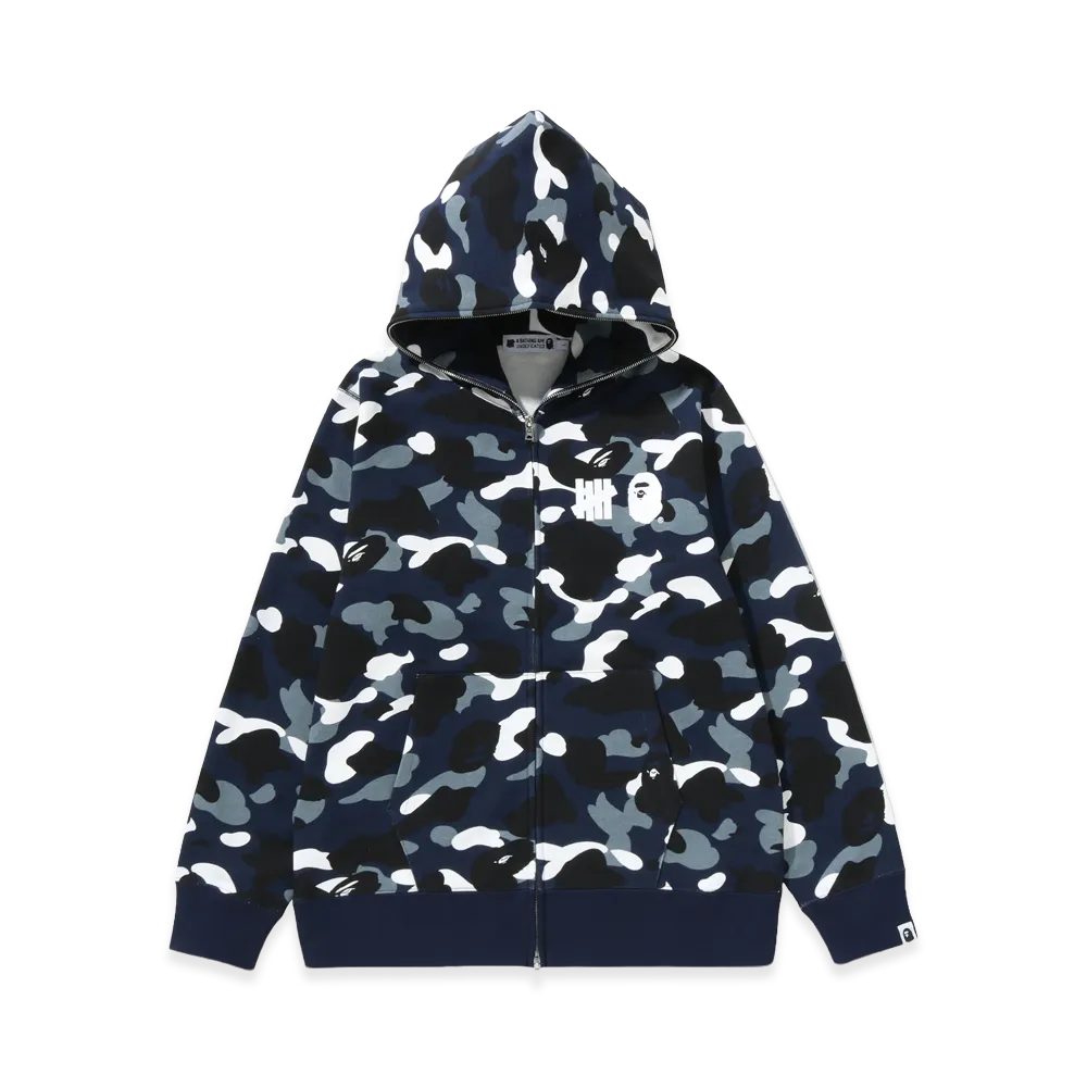 A BATHING APE x UNDEFEATED Full Zip Hoodie "Navy"