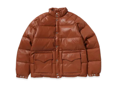 A BATHING APE Leather Classic Down Jacket "Brown"