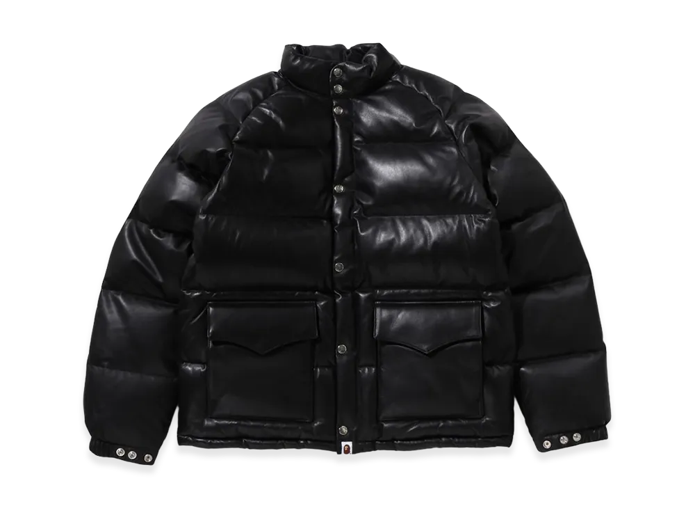 A BATHING APE Leather Classic Down Jacket "Black"