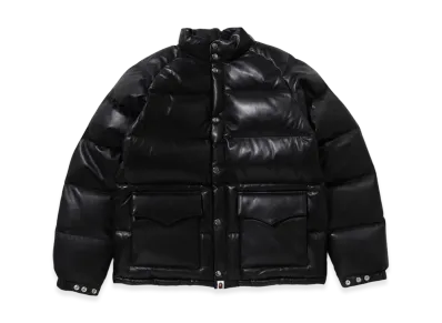 A BATHING APE Leather Classic Down Jacket "Black"