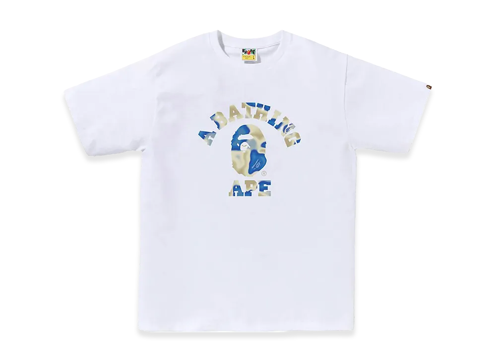 A BATHING APE Liquid Camo College Tee "White/Blue"