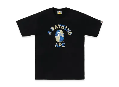 A BATHING APE Liquid Camo College Tee "Black/Blue"