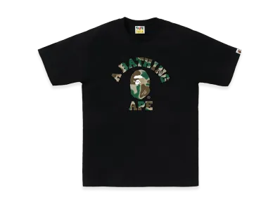 A BATHING APE Liquid Camo College Tee "Black/Olivedrab"