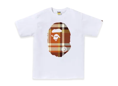 A BATHING APE Check Big Ape Head Tee "White"
