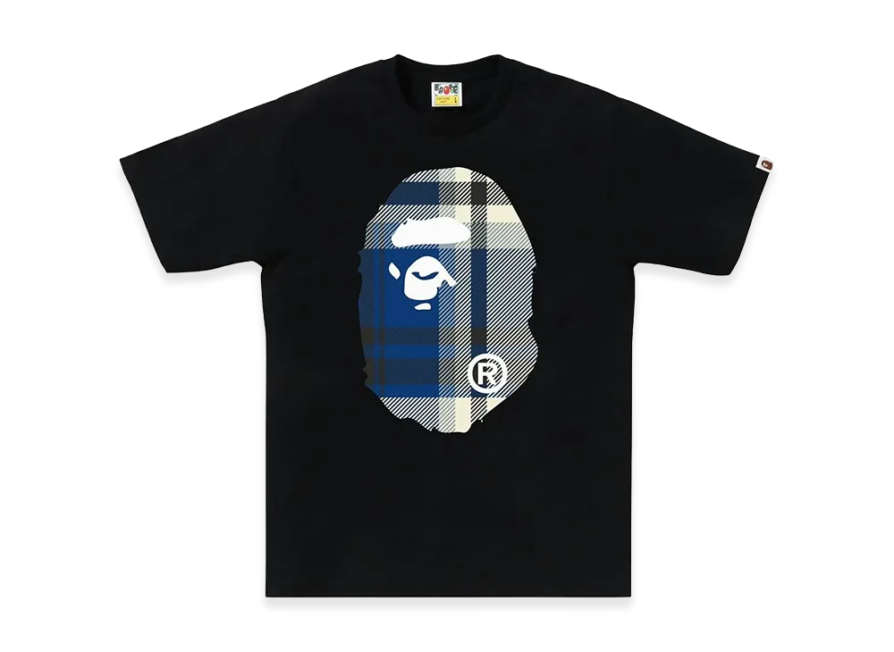 A BATHING APE Check Big Ape Head Tee "Black"