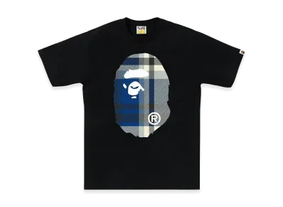 A BATHING APE Check Big Ape Head Tee "Black"
