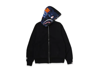 A BATHING APE Color Camo Reversible Shark Full Zip Hoodie "Navy"
