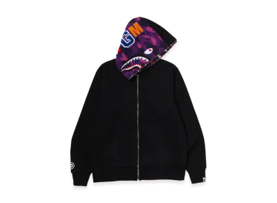 A BATHING APE Color Camo Reversible Shark Full Zip Hoodie "Purple"