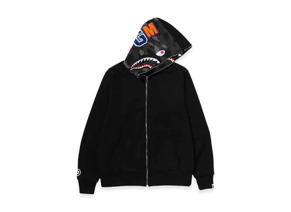 A BATHING APE Color Camo Reversible Shark Full Zip Hoodie "Black"