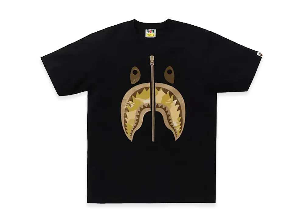 A BATHING APE Color Camo Shark Tee (SS24) "Black/Yellow"