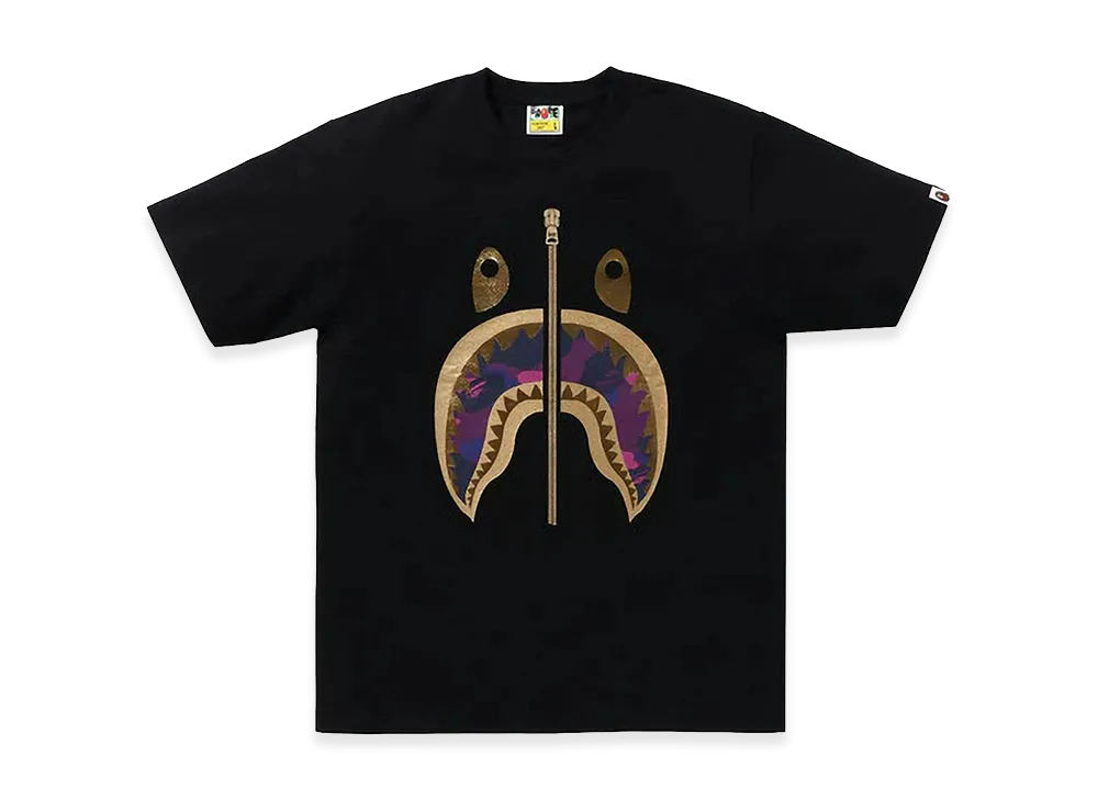 A BATHING APE Color Camo Shark Tee (SS24) "Black/Purple"