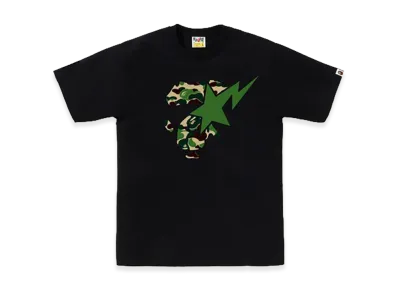 A BATHING APE ABC Camo Ape Face Sta Tee "Black/Green"