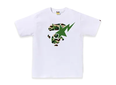 A BATHING APE ABC Camo Ape Face Sta Tee "White/Green"