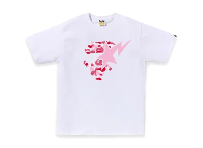 A BATHING APE ABC Camo Ape Face Sta Tee "White/Pink"