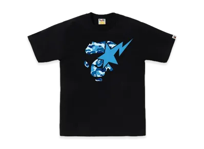 A BATHING APE ABC Camo Ape Face Sta Tee "Black/Blue"