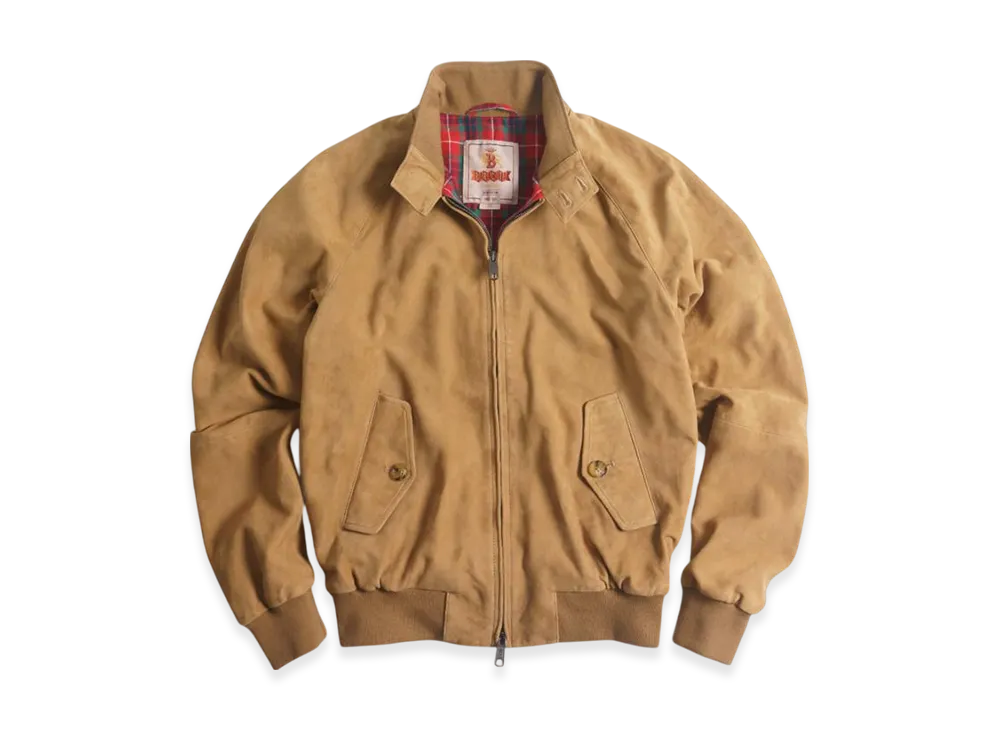 BARACUTA Suede Leather G9 Classic Harrington Jacket "Tobacco"