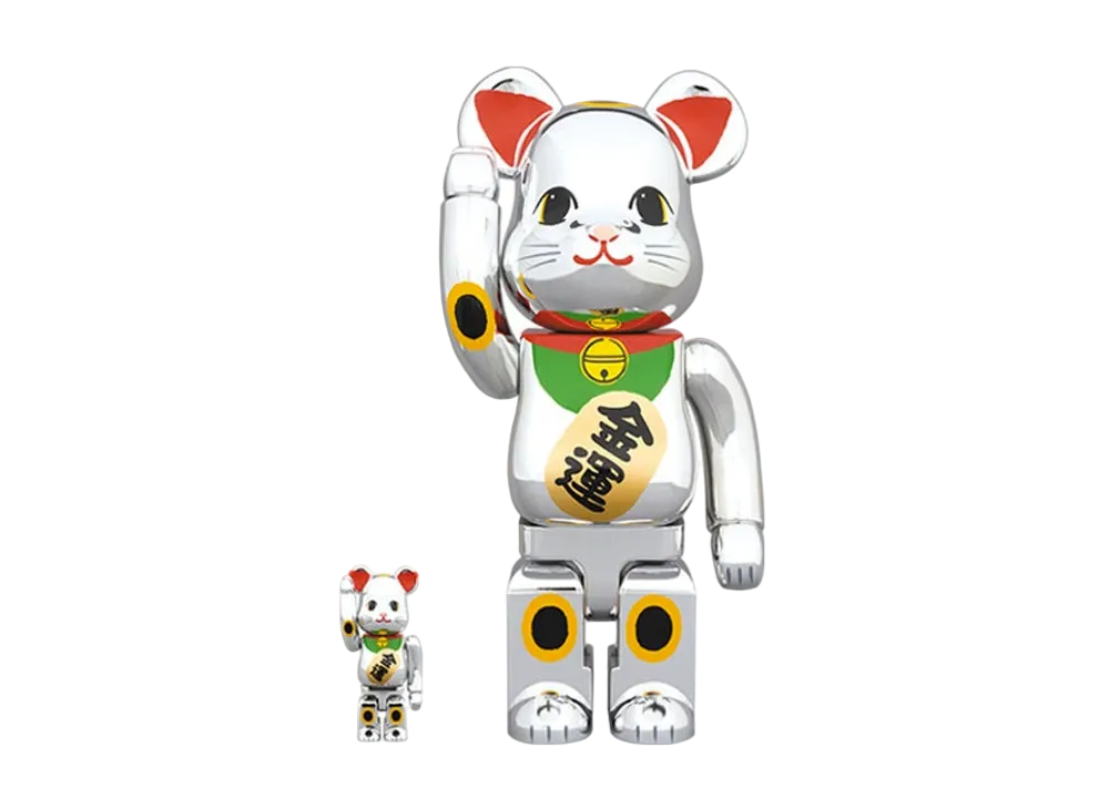 Bearbrick Maneki Neko Silver Plating 100% & 400%