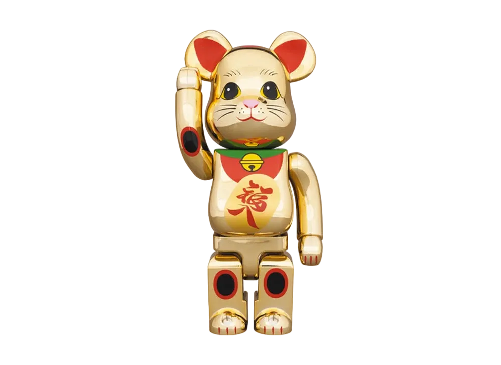 Bearbrick Maneki Neko Gold-Plated Fukuiri 400%