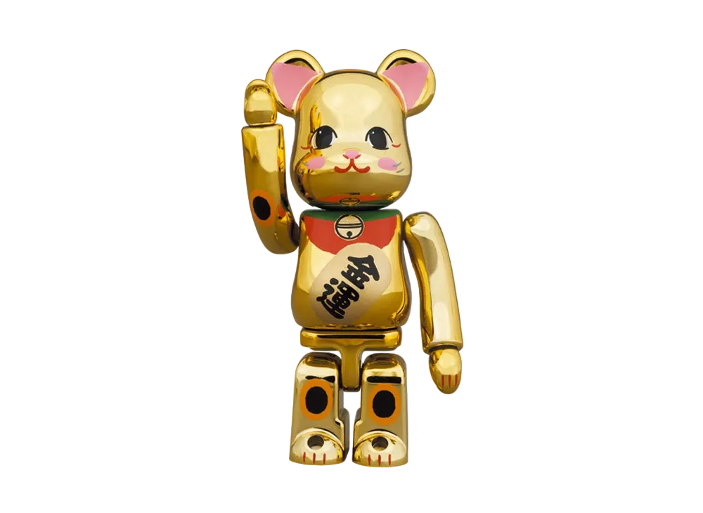 Bearbrick Maneki Neko Gold Fortune Gold Plating 2 100%