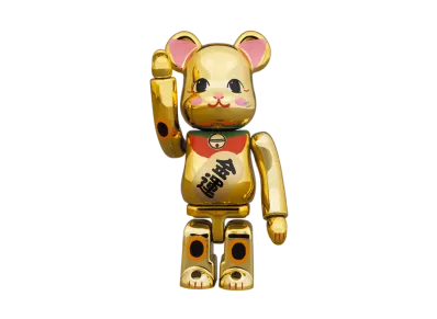 Bearbrick Maneki Neko Gold Fortune Gold Plating 2 100%