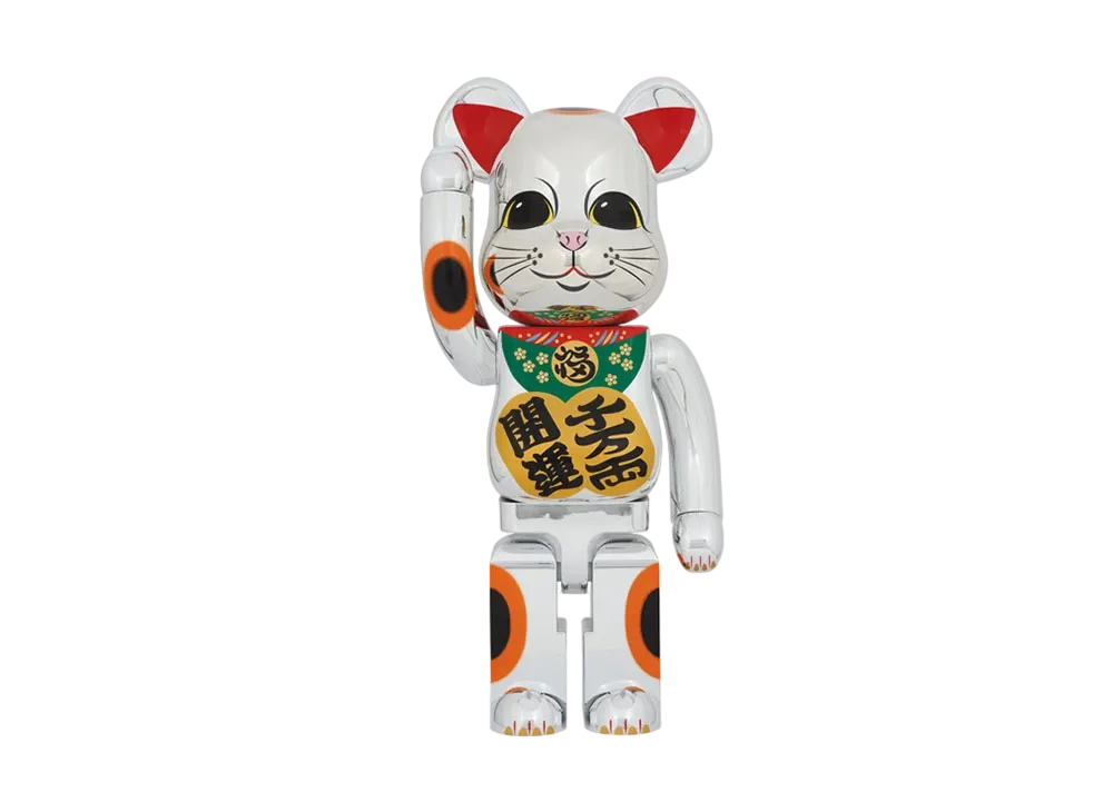 Bearbrick Manekineko Good Luck Ten Million Ryo Silver Plated 1000%