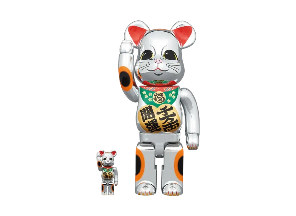 Bearbrick Manekineko Good Luck Ten Million Ryo Silver Plated 100% & 400%