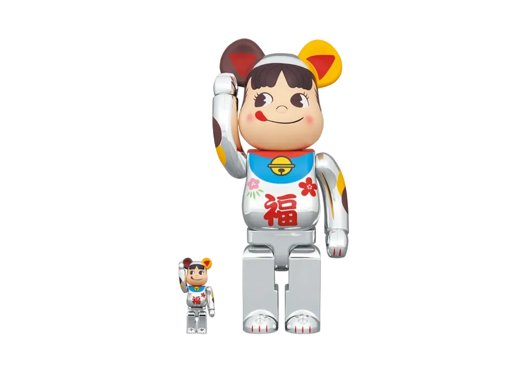 Bearbrick Manekineko Peko-chan Good Luck Silver Plated 100% & 400%
