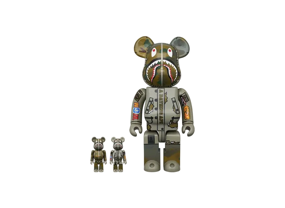 Bearbrick x Bape x Alpha Camo Shark 2023 100% & 400%