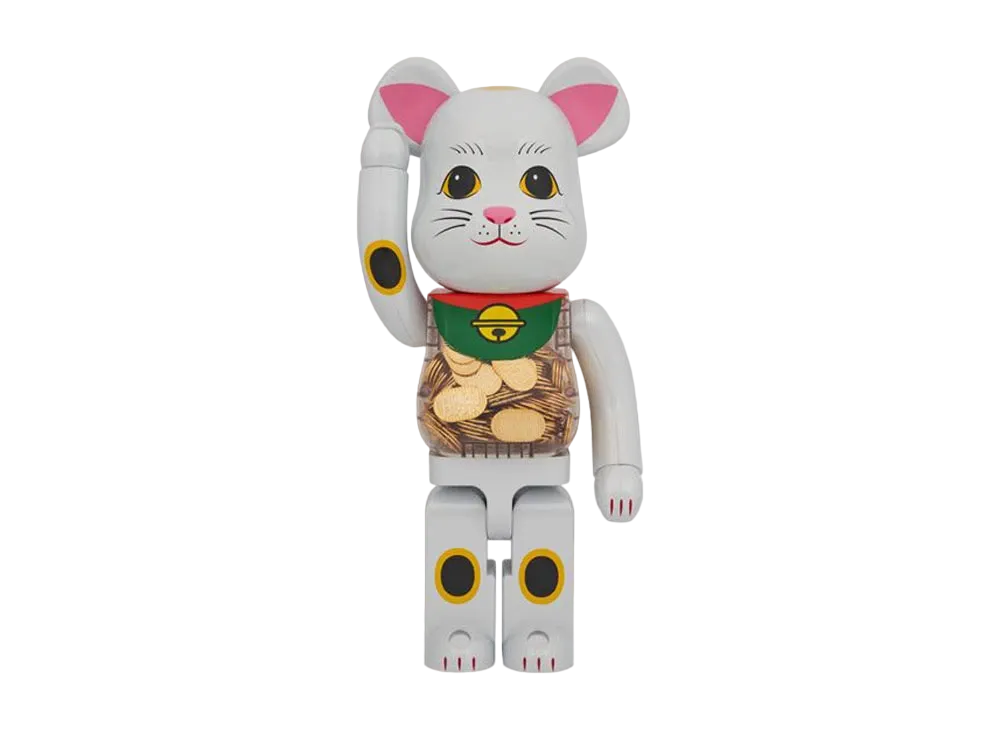 Bearbrick Manekineko Oval White Plated 1000%