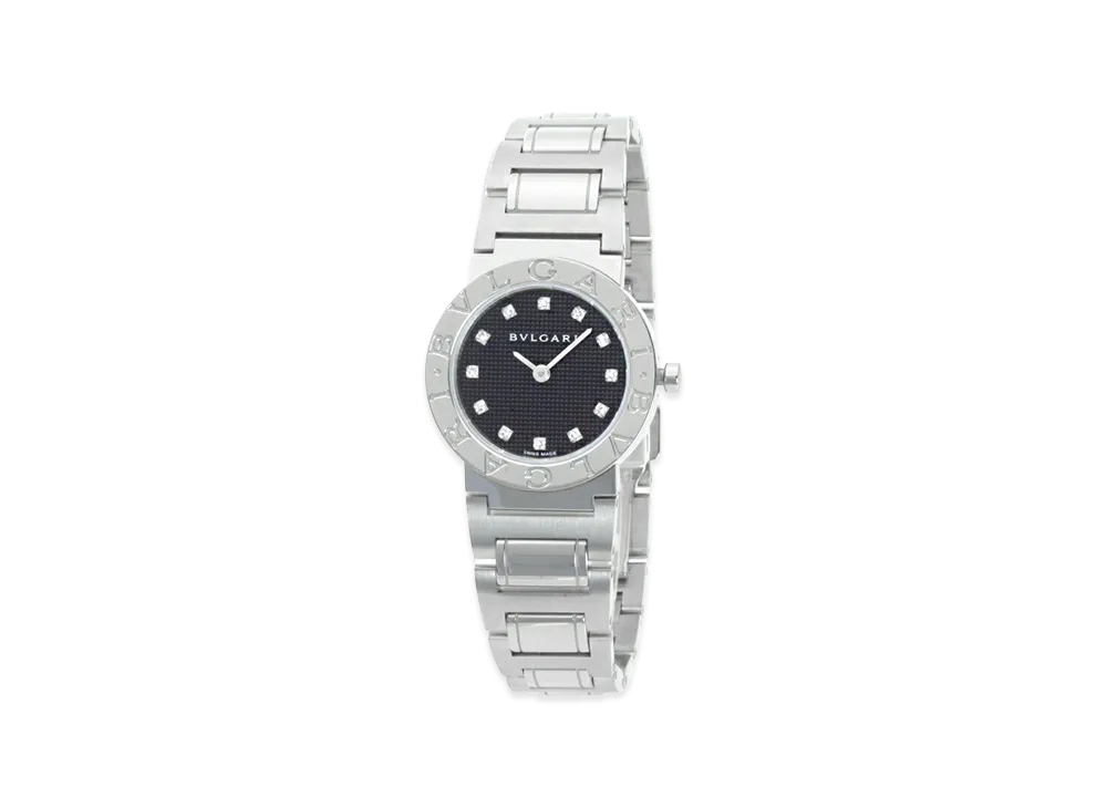 BVLGARI Women's Diamond 12P Quartz "Silver/Black"