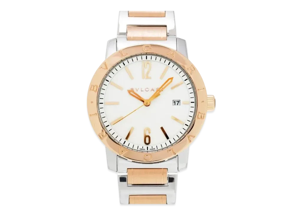 ブルガリ ブルガリブルガリ "ホワイト/ステンレススティール/ピンクゴールド" BB41WSPGD