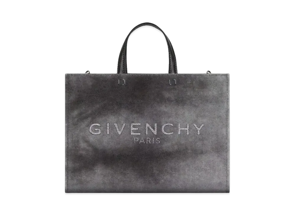 GIVENCHY Medium G-Tote Shopping Bag In Washed Canvas "Dark Grey"