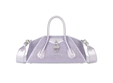GIVENCHY Mini Antigona Stretch Bag In Satin with Strass "Lavender"