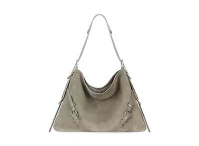 GIVENCHY Medium Voyou Bag In Suede "Medium Grey"