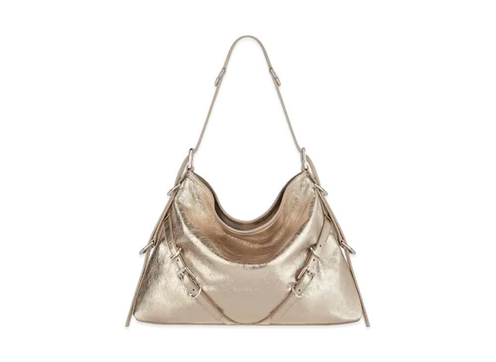 GIVENCHY Medium Voyou Bag In Laminated Leather "Dusty Gold"
