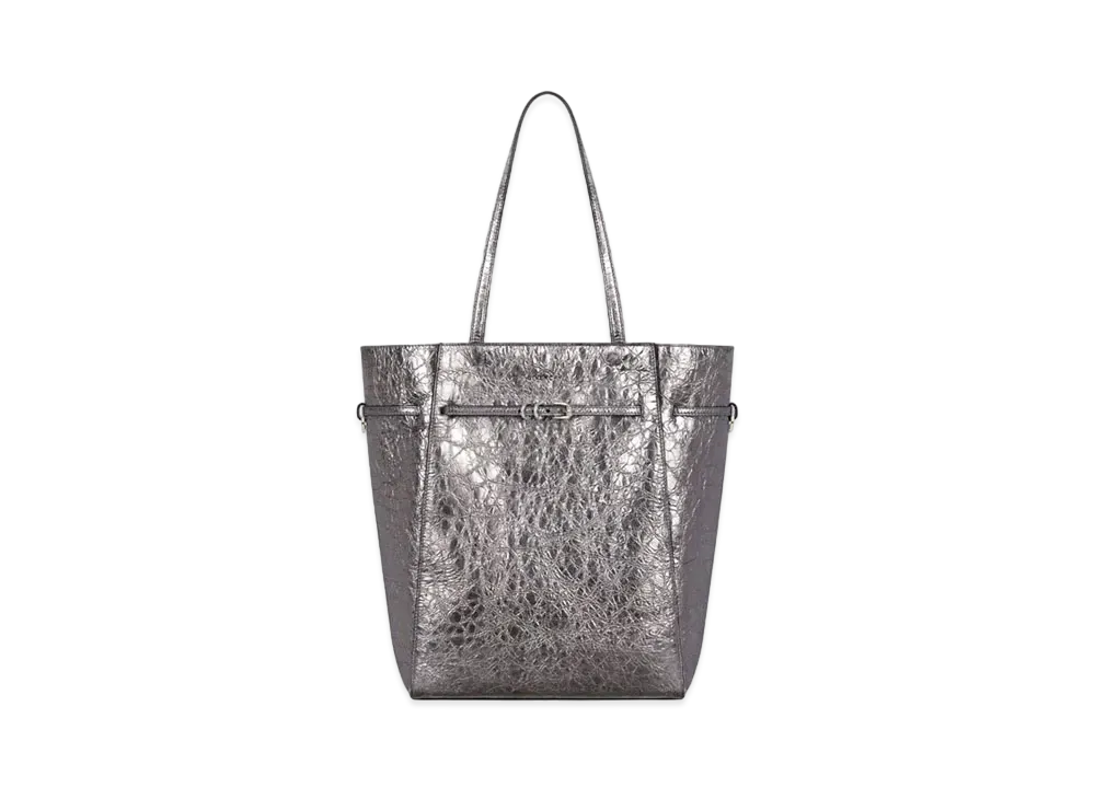 GIVENCHY Medium Voyou Tote Bag in Laminated Leather "Silver Grey"